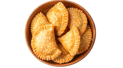 Delicious Top View of Gujia Sweets in Plate Isolated on Transparent Background