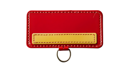 Red Yellow Luggage Tag with Silver Ring