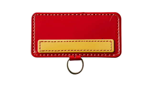 Red Yellow Luggage Tag with Silver Ring
