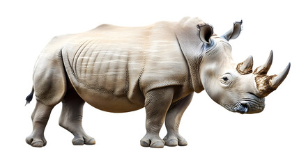Obraz premium Majestic White Rhinoceros Isolated on Transparent Background for Wildlife Concepts