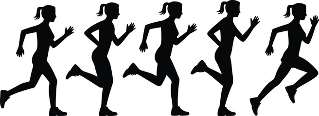 Race to Success: Essential Running Woman Vector Graphics