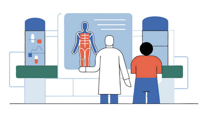 physician and patient examine a holographic dna model ai powered genomic analysis highlights mutation hotspots and therapeutic targets in real time precision medicine and targeted gene ther 91613111 1