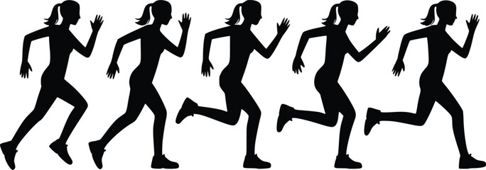 Race to Success: Essential Running Woman Vector Graphics