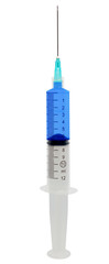 Medical Syringe with Blue Liquid on transparent background png