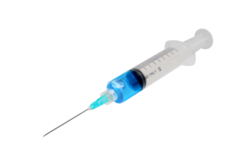 Medical Syringe with Blue Liquid on transparent background png