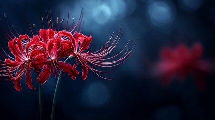 Deep red flowers in a dark background