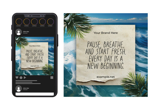 Blue And Beige Inspirational Quote Motivation Message Post