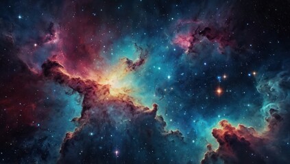Deep Space Galaxy with Stars and Nebula Colors