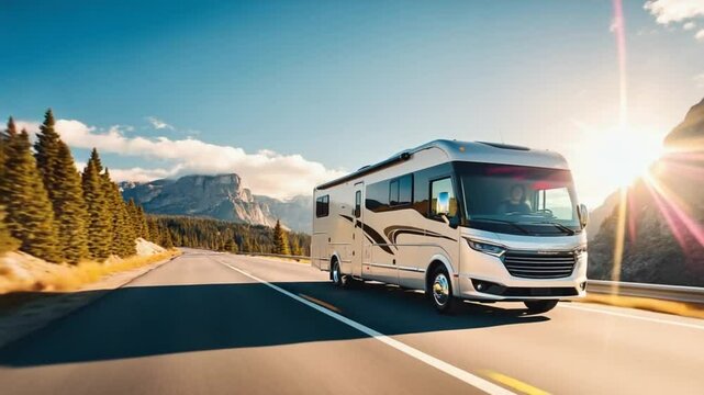 Recreational vehicle on scenic road