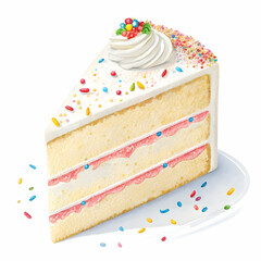 Delicious Birthday Cake Slice with Sprinkles