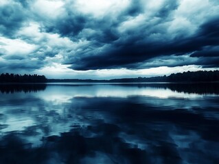 Fototapeta premium Stormy lake landscape
