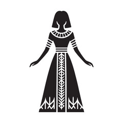 Egyptian Kalasiris dress silhouette with a graceful flow – Egyptian Kalasiris dress vector – Egyptian Kalasiris dress illustration – ladies dress silhouette – silhouette of Egyptian Kalasiris dress

