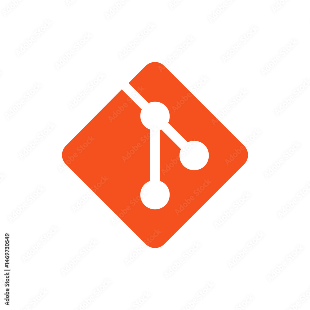 Poster orange square with rounded corners containing a white branching structure with circular nodes design