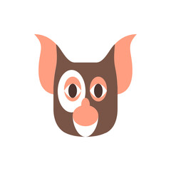 Illustration of a stylized animal face with large ears and a prominent nose and a unique eye design