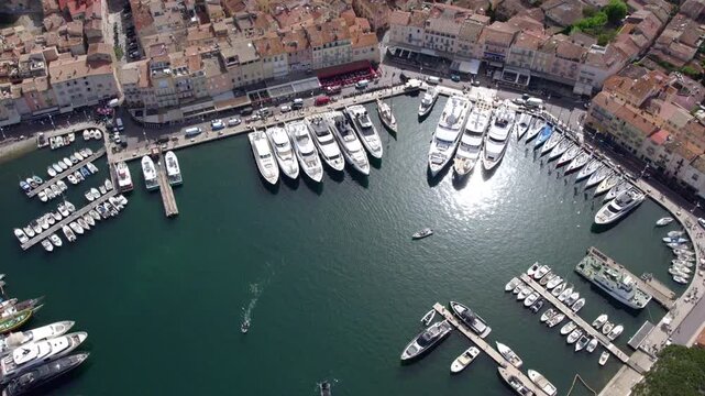 Yachts Parked in the Harbor of Saint Tropez on the French Riviera	