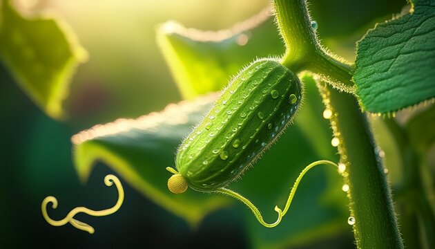 Gurkenpflanze mit jungen Ranken