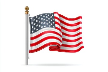 A clean line art illustration of a flagpole and the words Flag Day in small type beneath