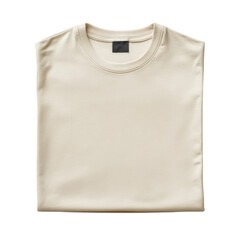 Folded cream t shirt isolated on transparent background