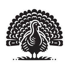 black and white vector illustration of a turkey