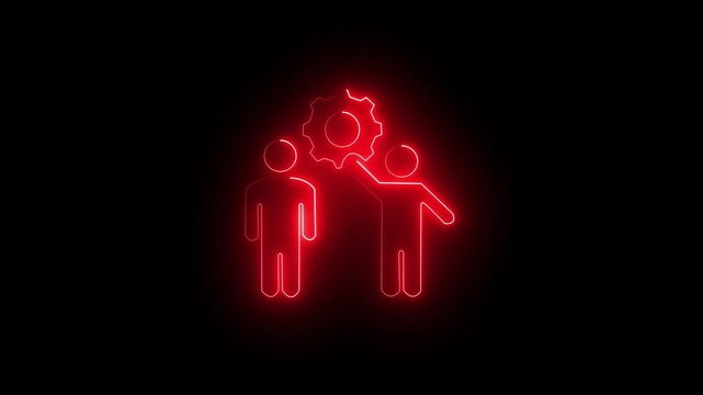 Glowing neon apprenticeship icon isolated on black background. HD Video motion graphic animation