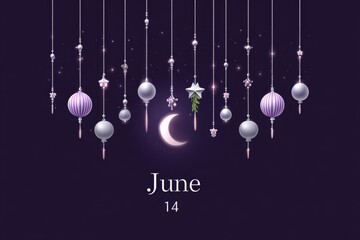 A minimal banner-style illustration with stars and stripes and the date June 14 centered