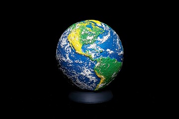 Fototapeta premium A Detailed 3D Model of Planet Earth on a Dark Background
