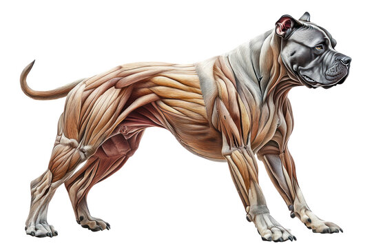 Anatomy Study: A detailed, artistic study revealing the intricate musculature of a powerful canine, highlighting the connection between structure and form.