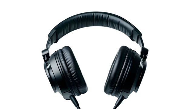 Black Headphone on Transparent Background