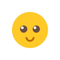 A simple yellow smiley face with round eyes and a curved smile expressing happiness and positivity icon