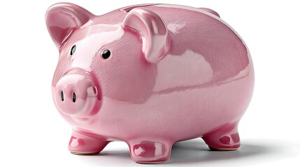 Pink piggy bank, classic savings symbol