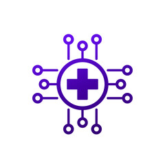 Obraz premium AI in healthcare icon, medical technology and innovation