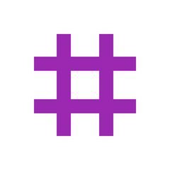 Obraz premium A purple hashtag symbol on a white background with thick lines forming the shape and a simple design element