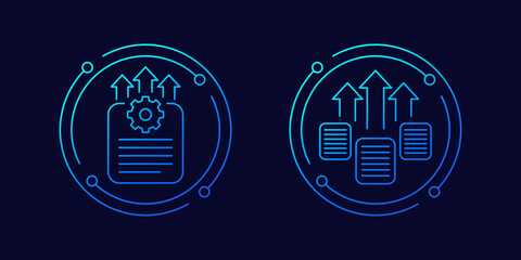 export data icons, linear design
