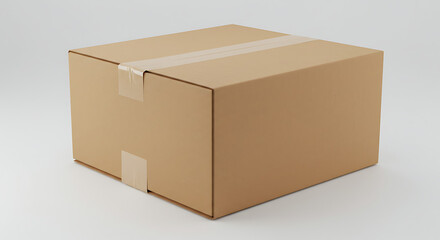 A Plain Beige Cardboard Box Secured with Tape
