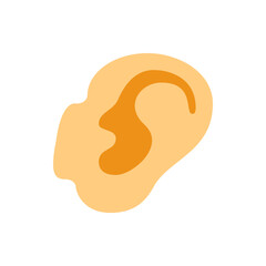 Illustration of a human ear with detailed inner ear structure in orange and light orange color scheme design