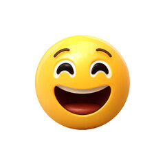 3D Render of a Happy Smiling Emoji on Transparent Background