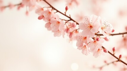 Obraz premium Delicate Pink Blossoms, Pastel Background, Spring Floral Arrangement