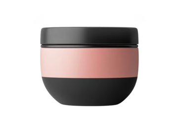 Cosmetic jar with pink label isolated on transparent background