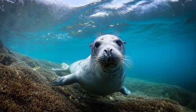 underwater seals portrait cute animal