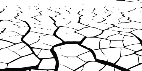 Vector cracks, breaks on land surface from earthquake. old wall background crack vector, grunge texture. cracked white paint on a white background. 