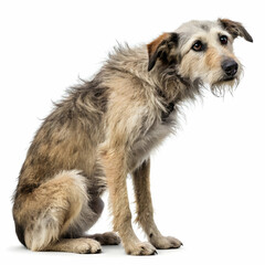 Senior Dog Sitting: Fluffy Brown Mixed Breed Dog Image
