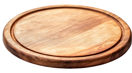 Round Wooden Pizza Board or Tray Isolated on Transparent Background