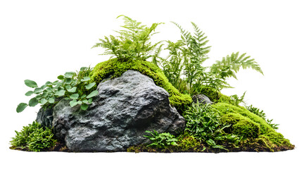 Lush Tropical Plant Fern Moss Bush Tree Jungle Stone Rock