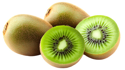 Fototapeta premium Fresh Kiwi Fruit Isolated on Transparent Background for Creative Projects