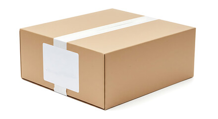 Simple Beige Cardboard Box with White Label