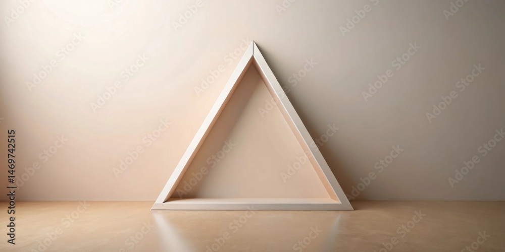 Poster Minimalist triangular shelf against a neutral backdrop, perfect for showcasing small items or enhancing interior design aesthetics