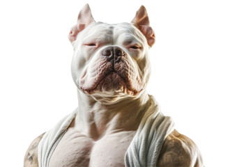 The Muscular Dog: The dog's muscular physique and intense gaze command attention, it shows strength and resilience. Capturing the essence of a canine companion.