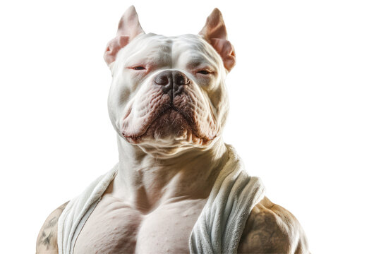 The Muscular Dog: The dog's muscular physique and intense gaze command attention, it shows strength and resilience. Capturing the essence of a canine companion.