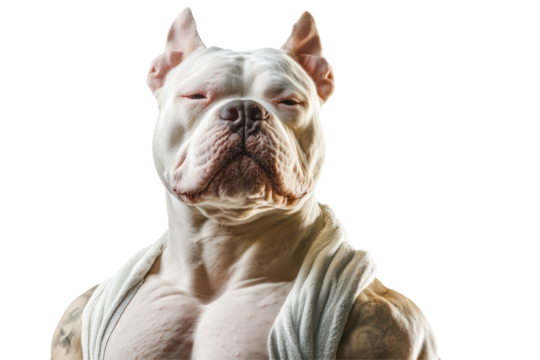The Muscular Dog: The dog's muscular physique and intense gaze command attention, it shows strength and resilience. Capturing the essence of a canine companion.