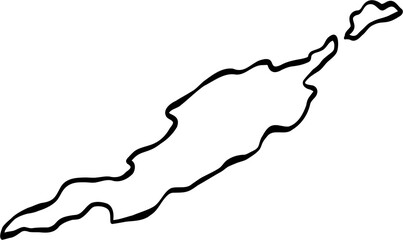 Doodle freehand drawing of Anguilla island map.